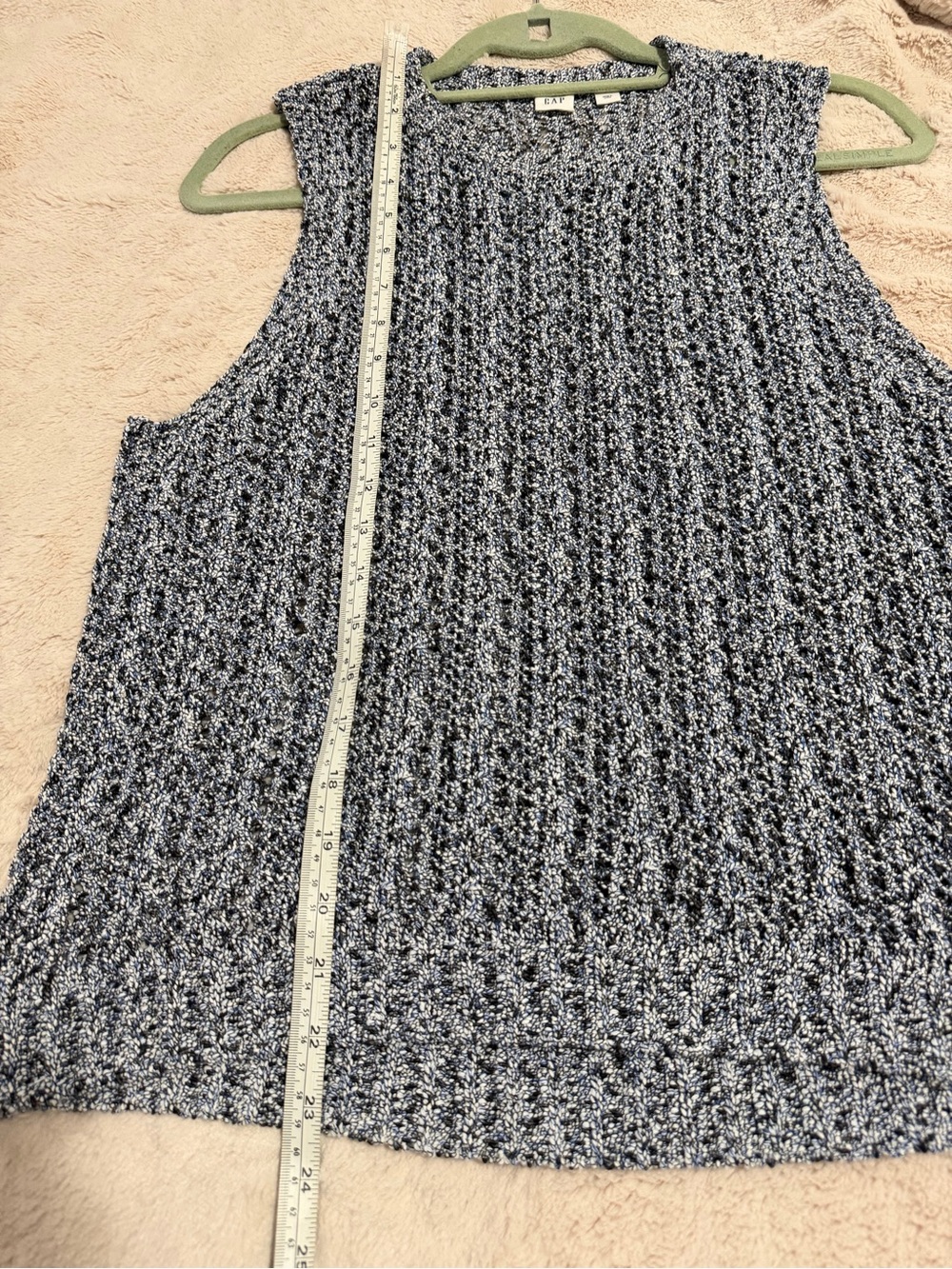 Gap open-stitch marled knit sweater tank top Sz L - Picture 6 of 7